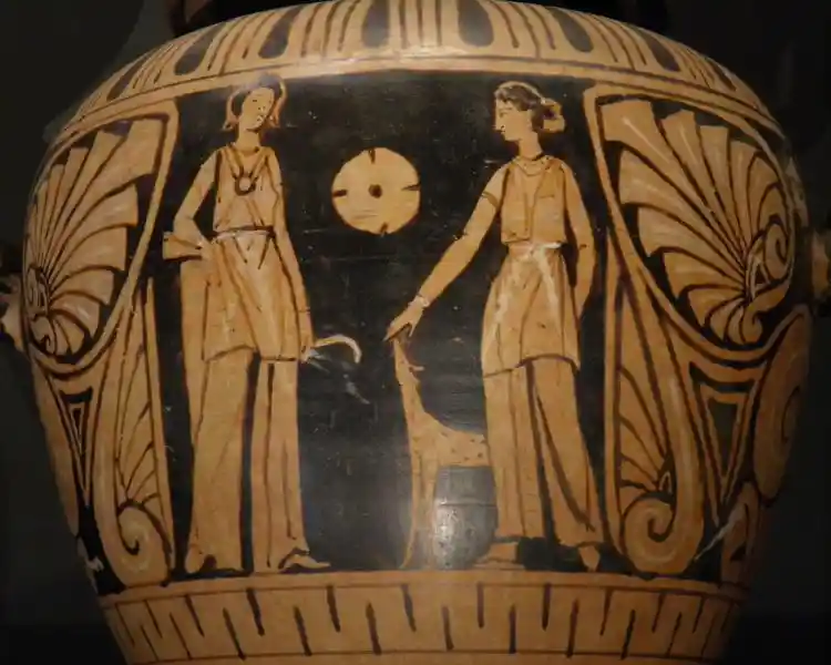 Vase painted with sun rays and circular cross, Santa Maria della Scala